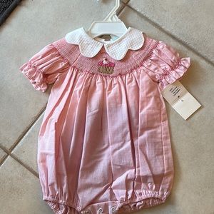 NWT smoke free home cupcake smocked romper